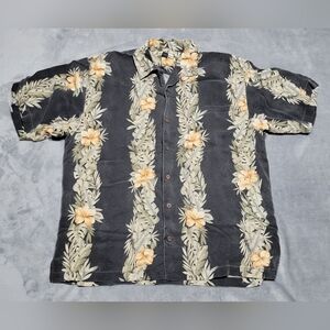 Tommy Bahama 100% Silk Floral Print Hawaiian Camp Shirt Men's Size XL